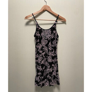 Vintage Studio Donatella Womens Slip Dress Small Black Floral Fairy Grunge Y2K